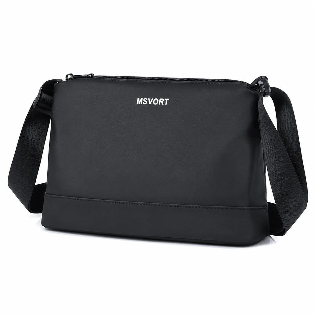 Men's Lightweight Oxford Crossbody Shoulder Bag – Black