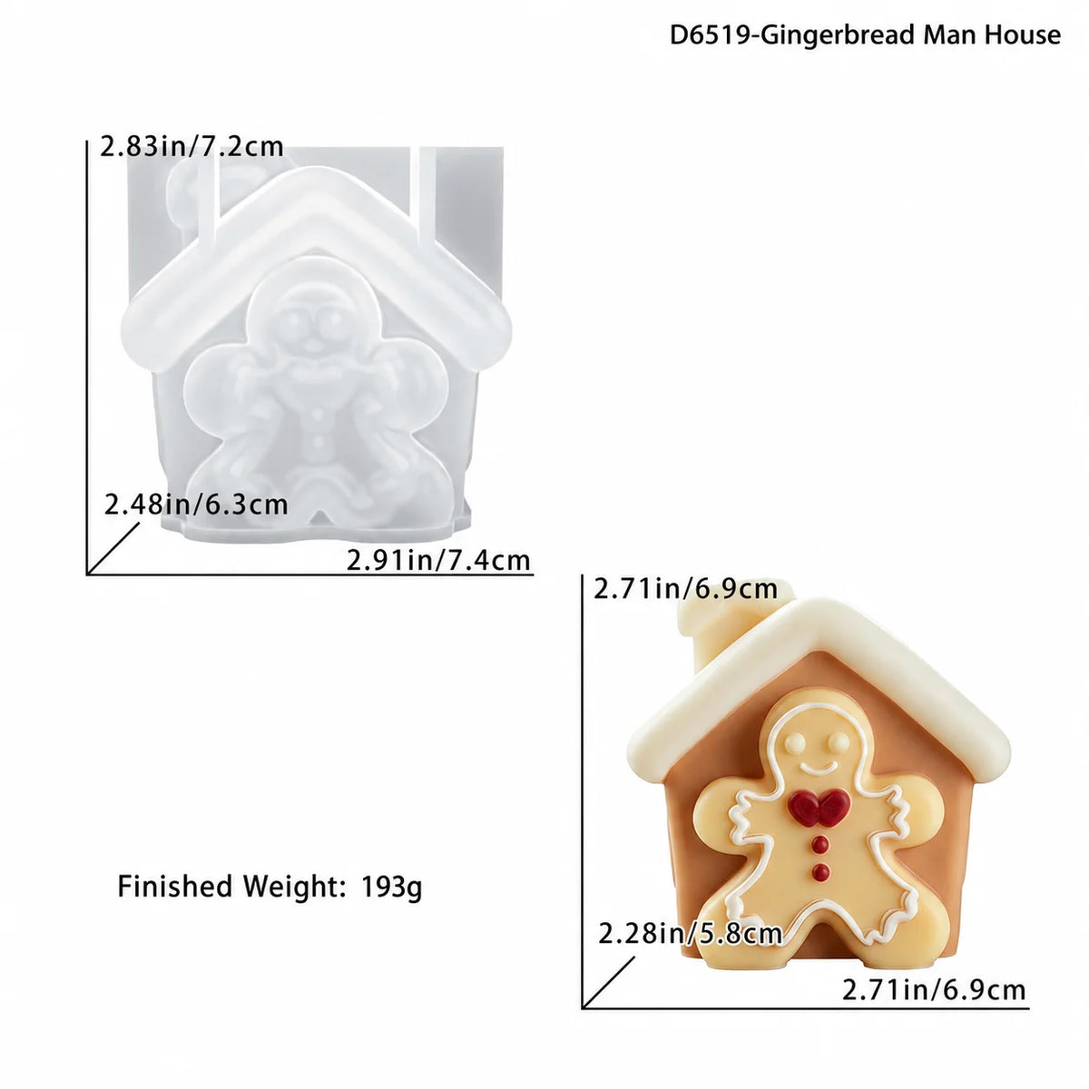 3D Gingerbread House Silicone Mold – Christmas Candle Craft