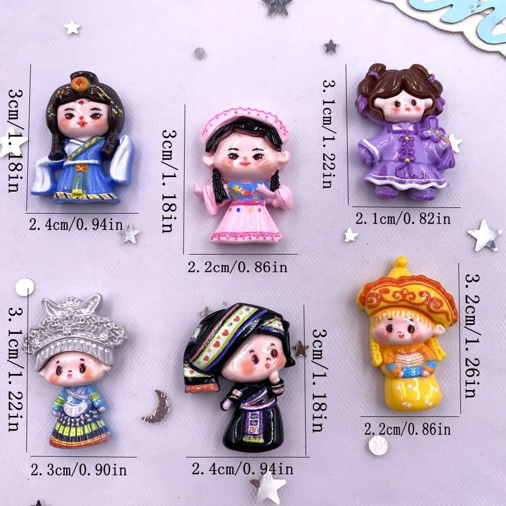 Kawaii Princess Girl Resin Flatback Figurines – 6/12PCS Craft Set