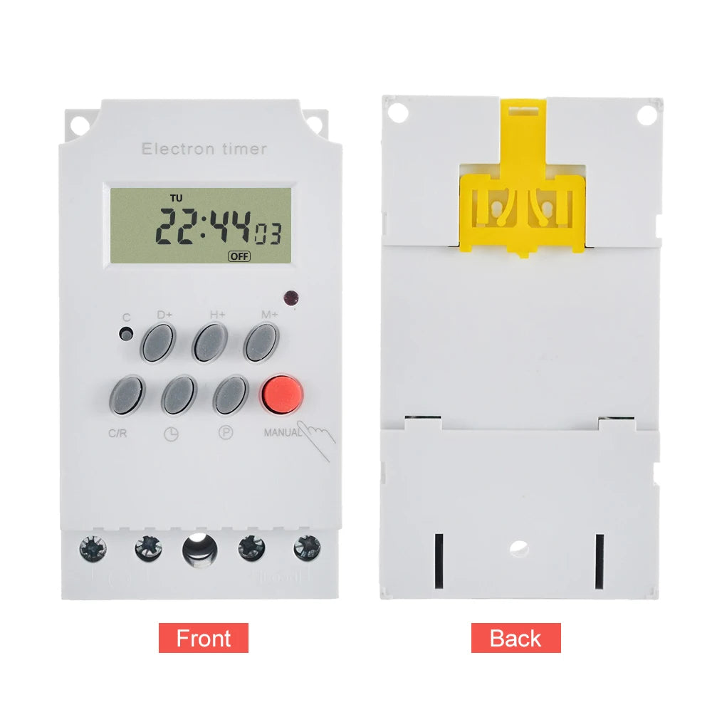 AC 220V 25A Digital Programmable DIN Rail Timer Switch LCD