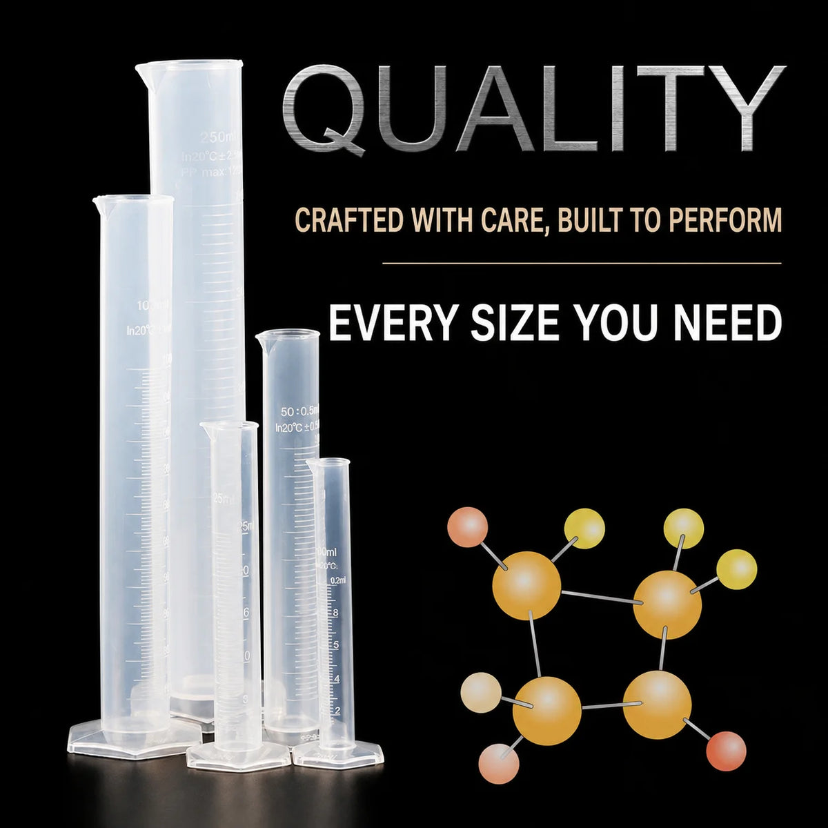 Food-Grade PP Graduated Measuring Cylinder 10ml–2000ml