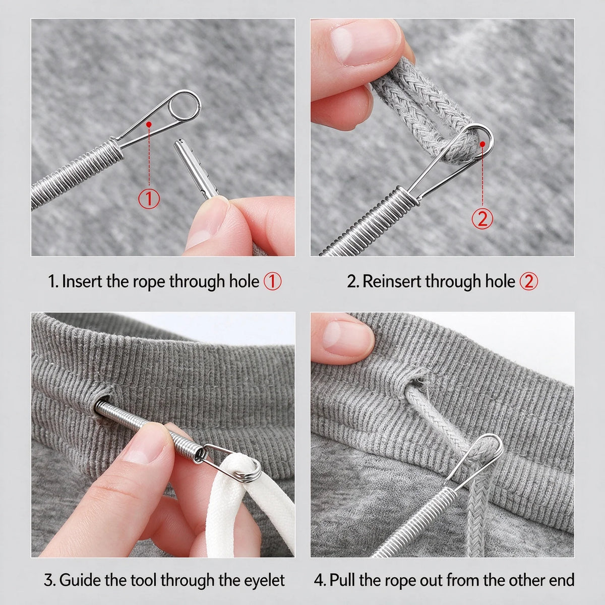 Metal Spring Drawstring Threader | Elastic & Cord Tool