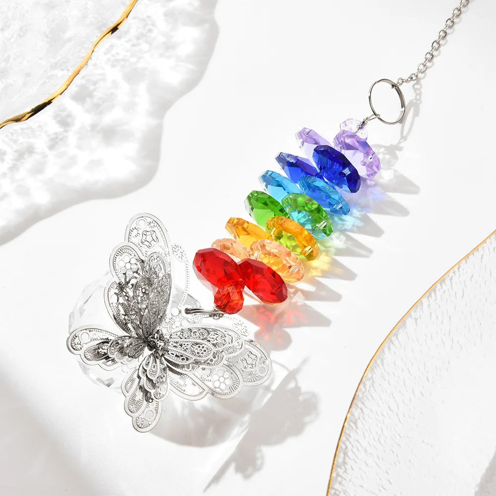 Crystal Butterfly Suncatcher – Rainbow Prism Window Pendant