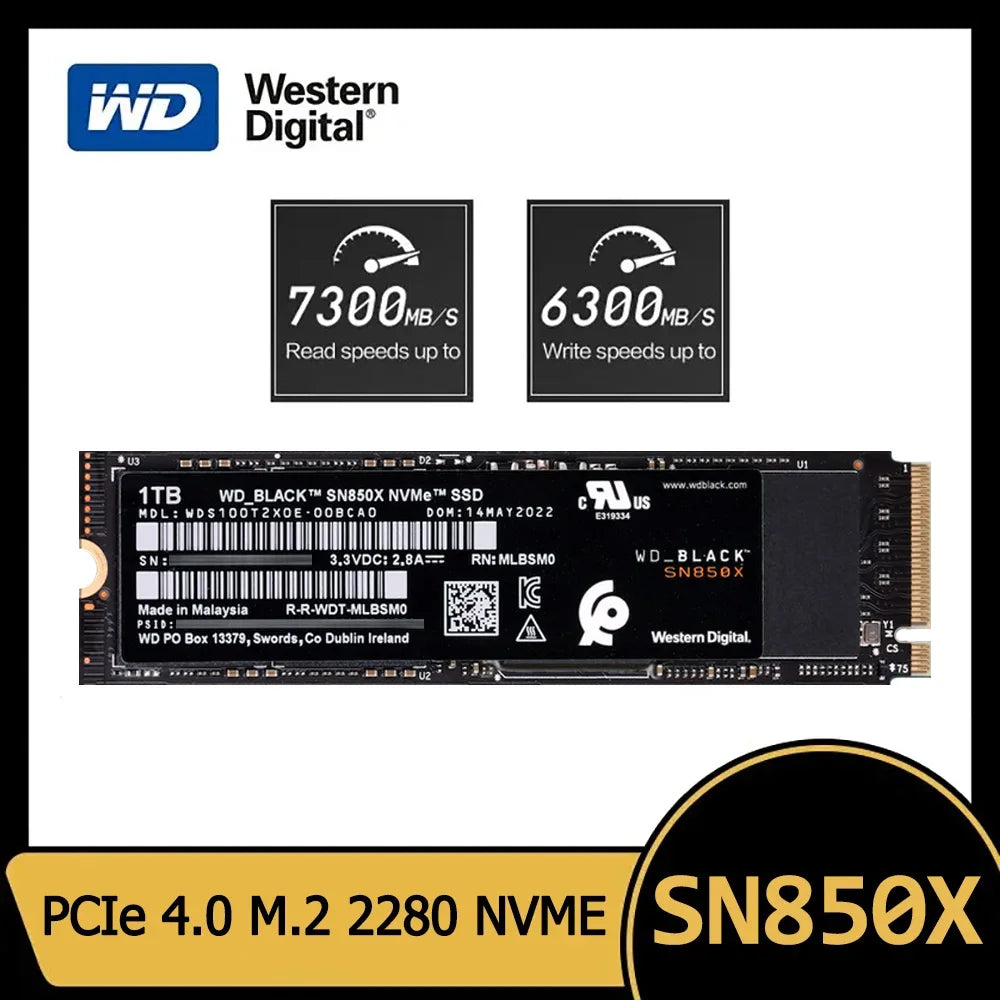 WD Black SN850X NVMe SSD 1TB/2TB PCIe 4.0 M.2 2280 Internal Drive