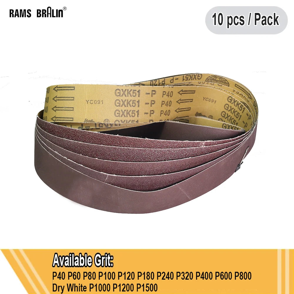 10-Pack AO Sanding Belts 2"x63" for Wood & Metal Grinding