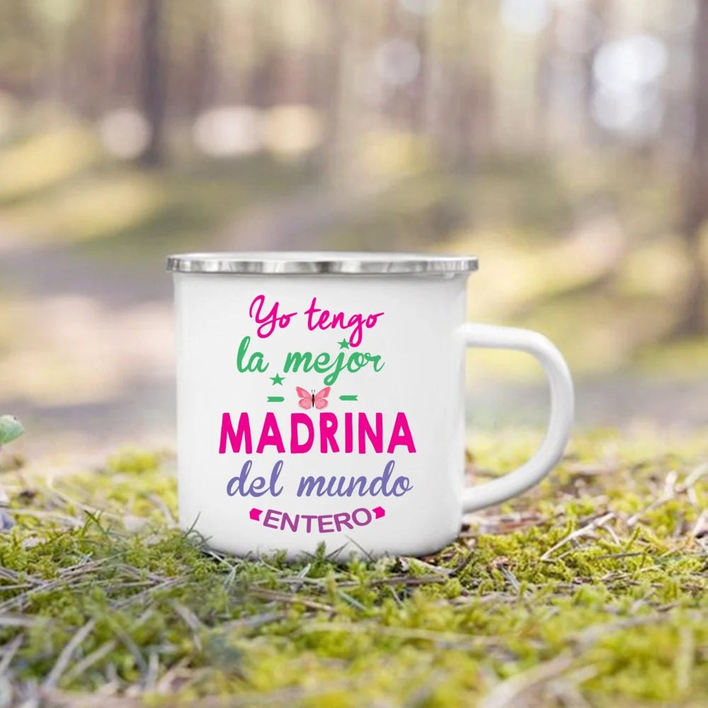 Best Godmother & Godfather Enamel Coffee Mug | Gift Idea