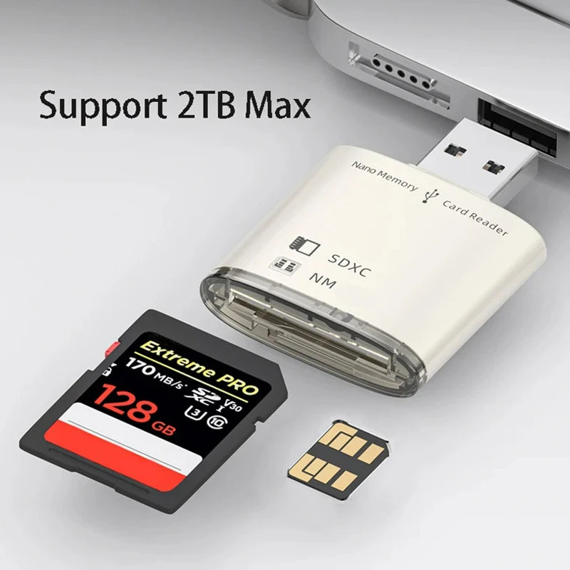 USB 3.0 SD/SDXC & NM Nano Memory Card Reader 8GB–128GB