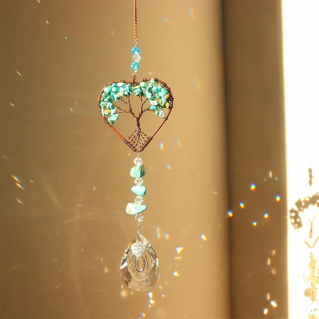 Copper Frame Crystal Chip Suncatcher Hanging Ornament