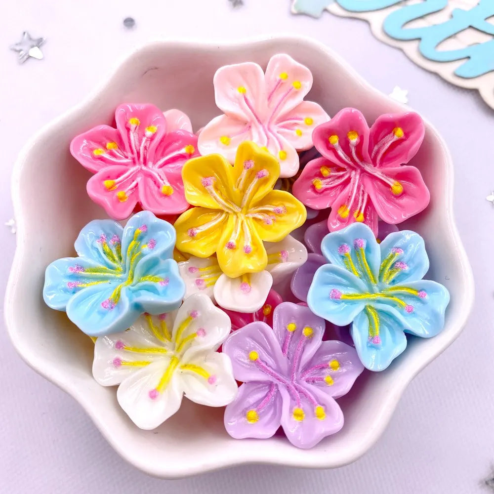 20PCS Kawaii Peach Blossom Resin Flatback Figurines – DIY Crafts