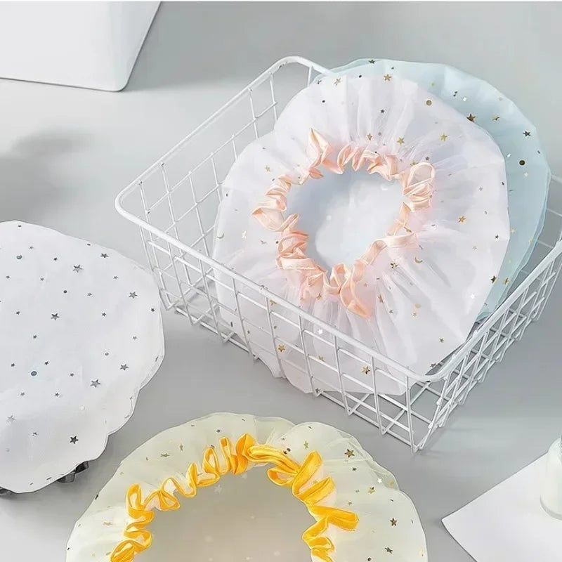 Waterproof Shower Cap – Starry Sky Print, Reusable & Elastic