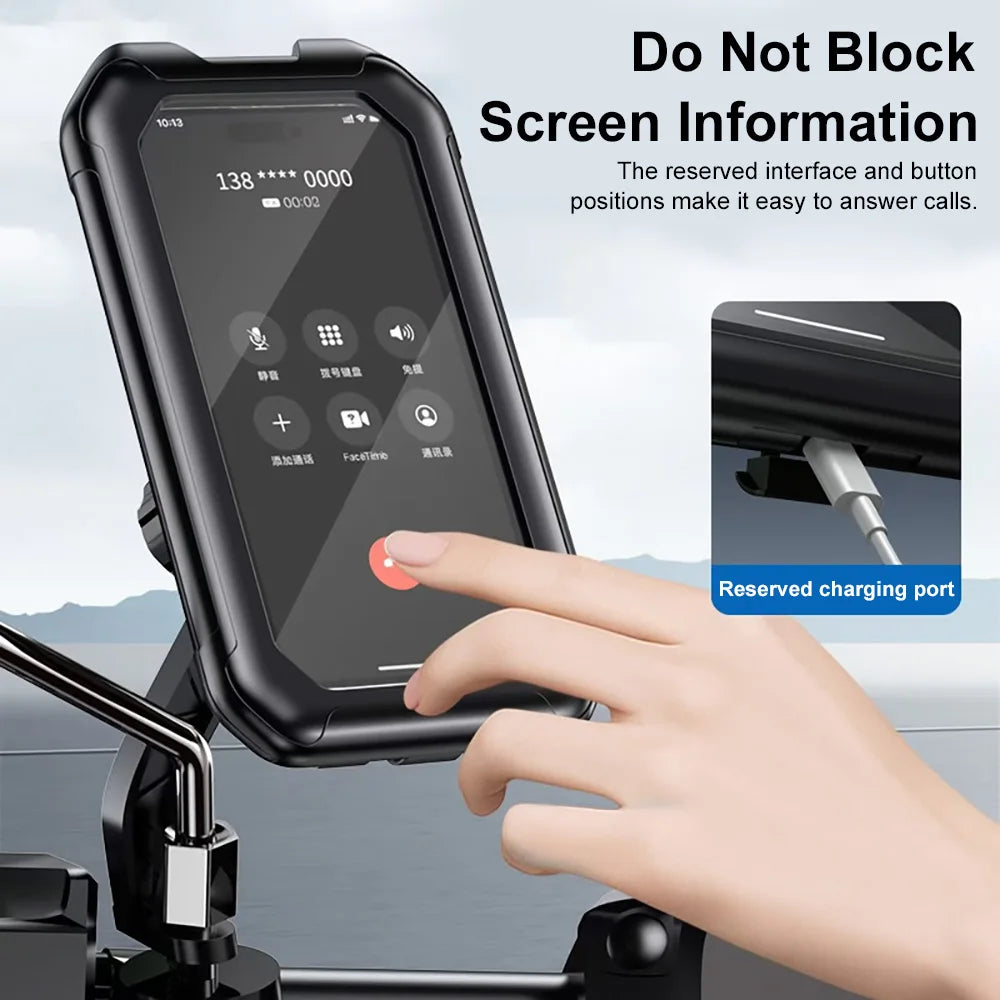 Waterproof Motorcycle Phone Mount 360° Rotatable | Up to 7"