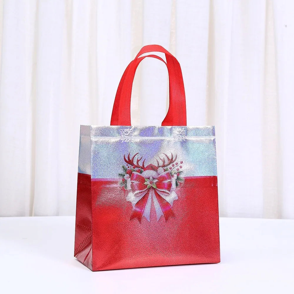 Christmas Non-Woven Tote Bag – Cartoon Santa Gift Bag