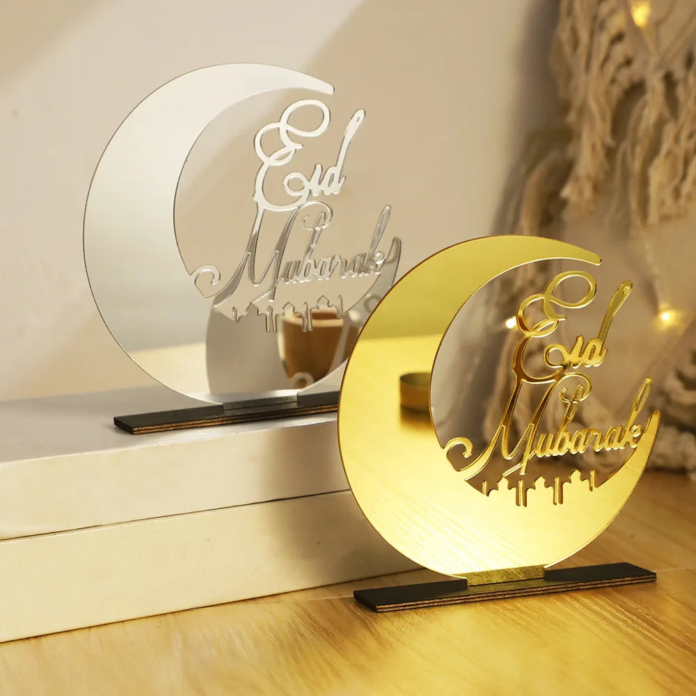Ramadan Moon Acrylic Table Ornament – Eid Mubarak DIY Decor