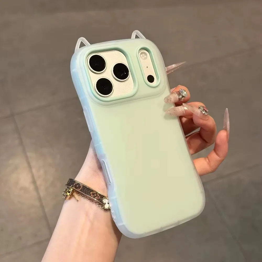 2-in-1 Cat Ear Silicone iPhone Case | Shockproof Cover