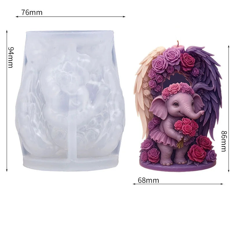 3D Angel Elephant Silicone Candle Mold – DIY Resin & Gypsum
