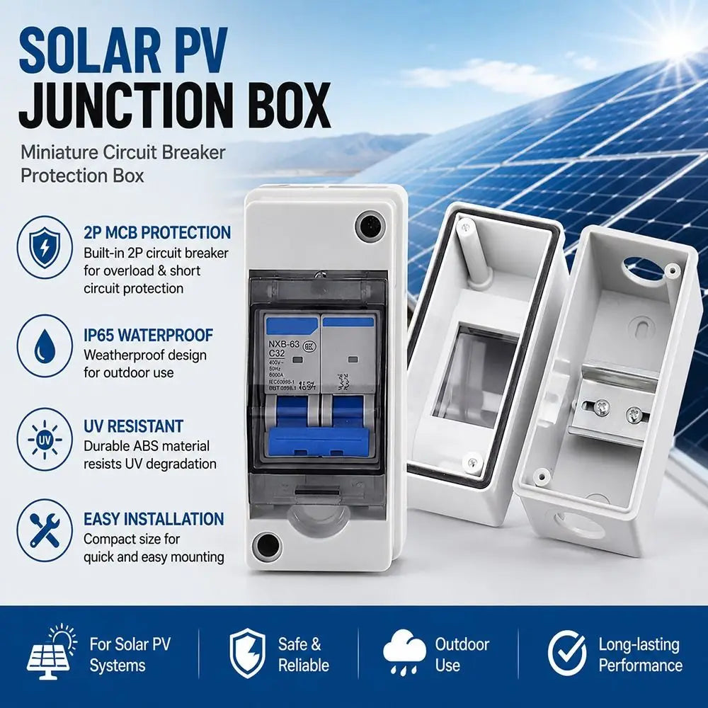 HT-2 IP65 Waterproof 2-Way Distribution Breaker Box | Solar