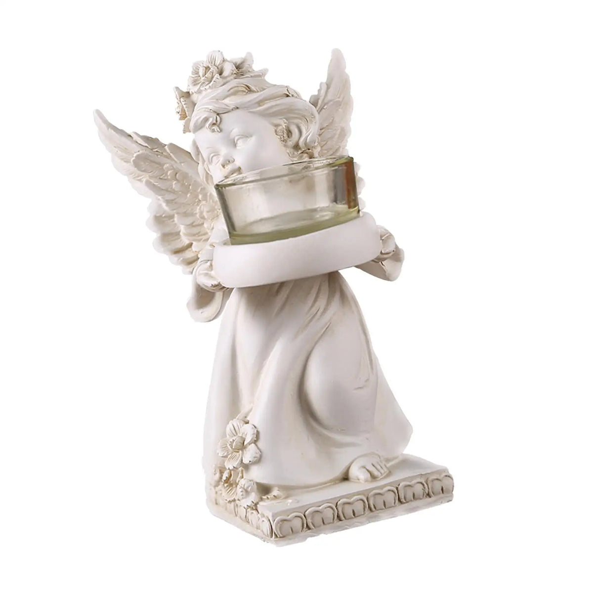 Angel Figurine Tea Light Candle Holder | Resin Decorative Statue