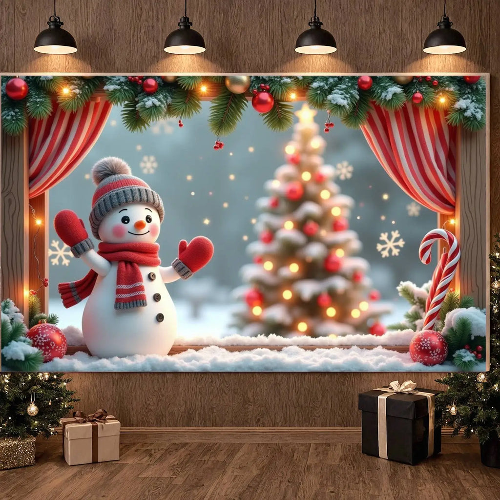 Snowman Christmas Banner Backdrop – Festive Holiday Décor 180×110cm