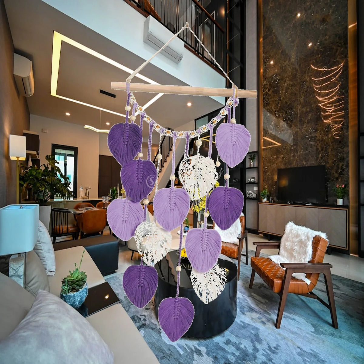 Boho Leaf Macrame Woven Tapestry | Bohemian Wall Hanging Decor