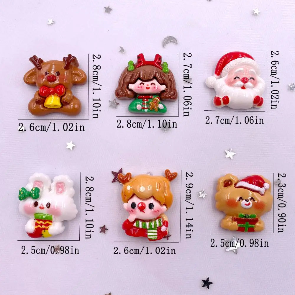 6-Piece Resin Christmas Figurines – Santa, Bear, Elk DIY Crafts