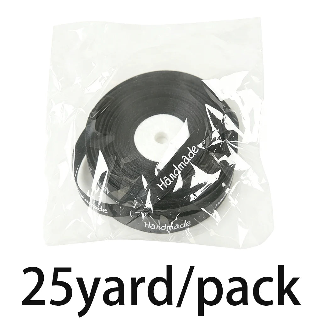 25 Yards 10mm White Printed Satin Ribbon – Gift Wrap & Crafts