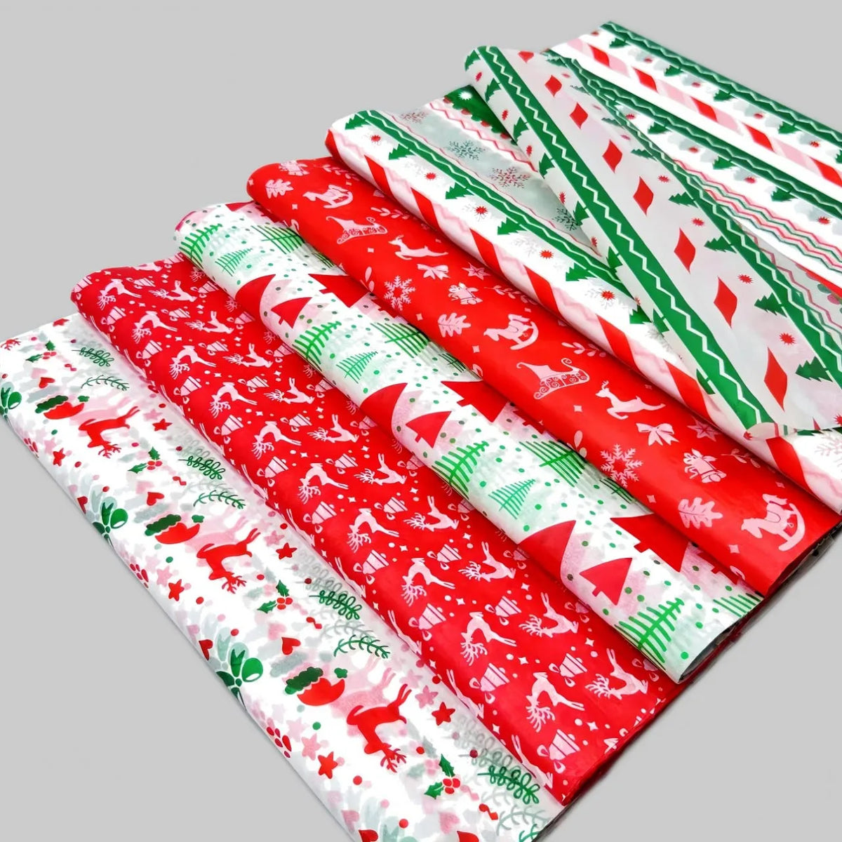 20-Sheet Christmas Tissue Paper – Santa, Elk & Tree Patterns