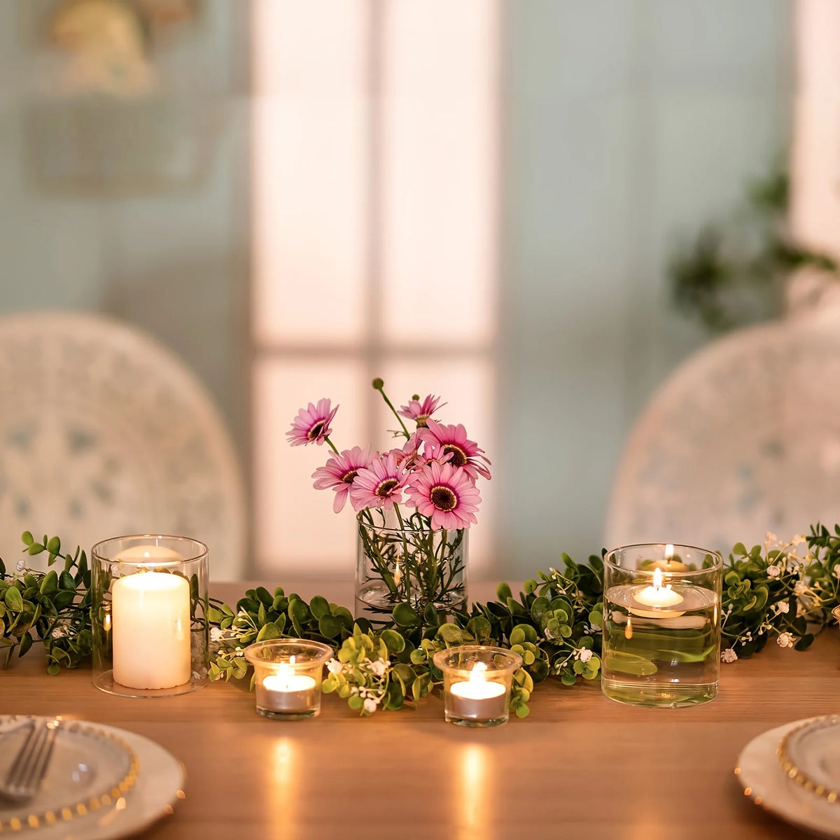 2-Pack Clear Acrylic Cylinder Vases – Candle Holders & Centerpieces