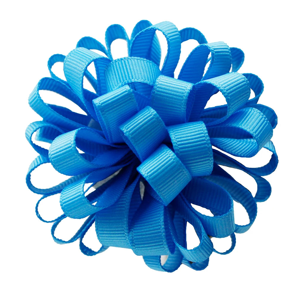 2-Pack Girls Grosgrain Ribbon Loopy Puff Hair Bow Clips