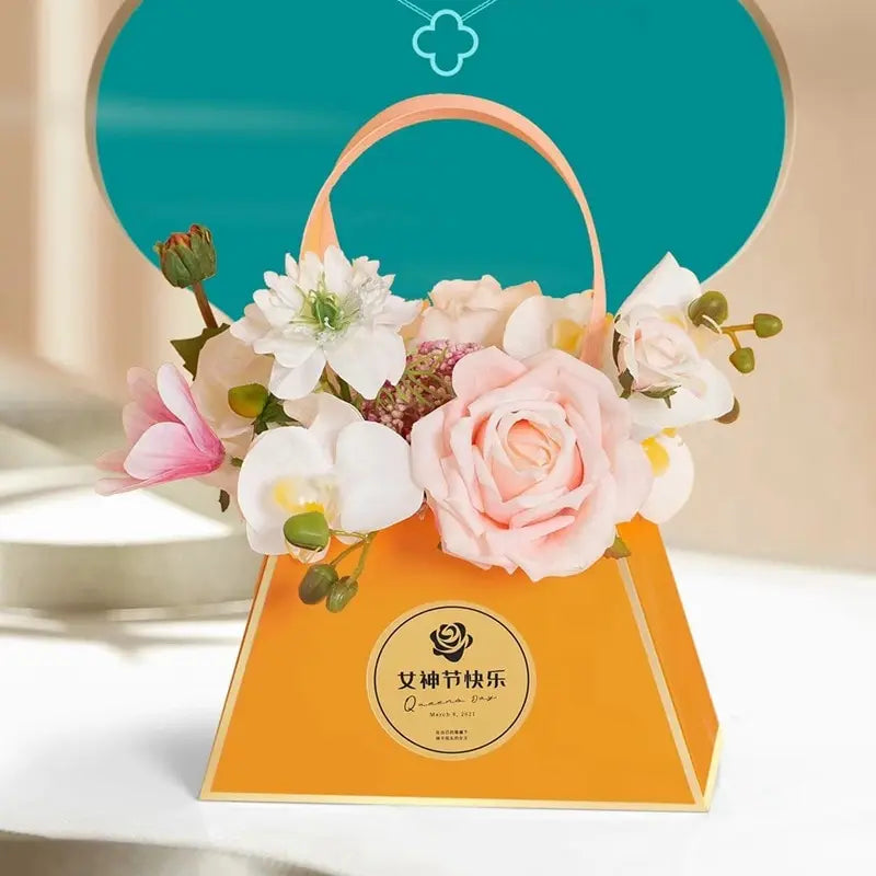 Portable Foldable Flower Gift Box – 100pcs Cardboard Tote