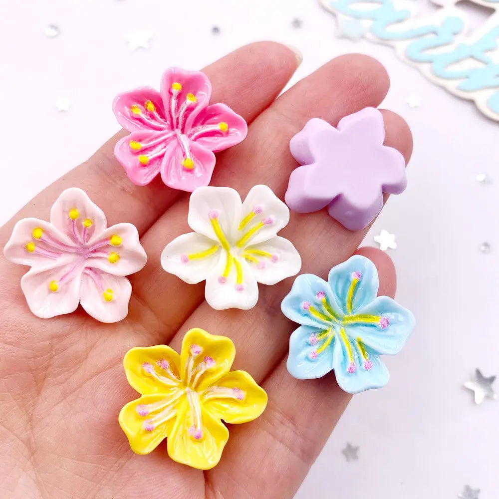 20PCS Kawaii Peach Blossom Resin Flatback Figurines – DIY Crafts