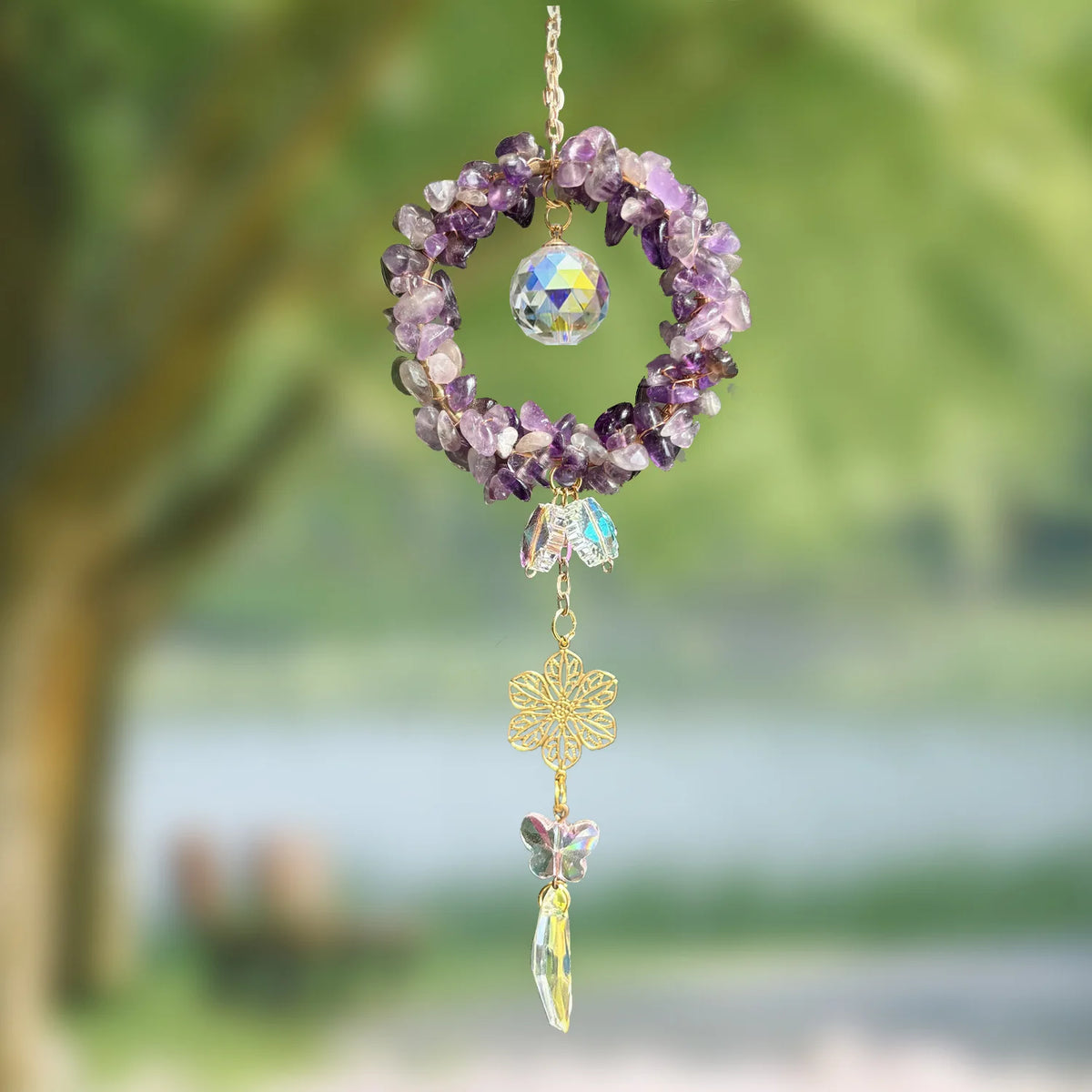 Natural Crystal Suncatcher Rainbow Prism Window & Car Ornament