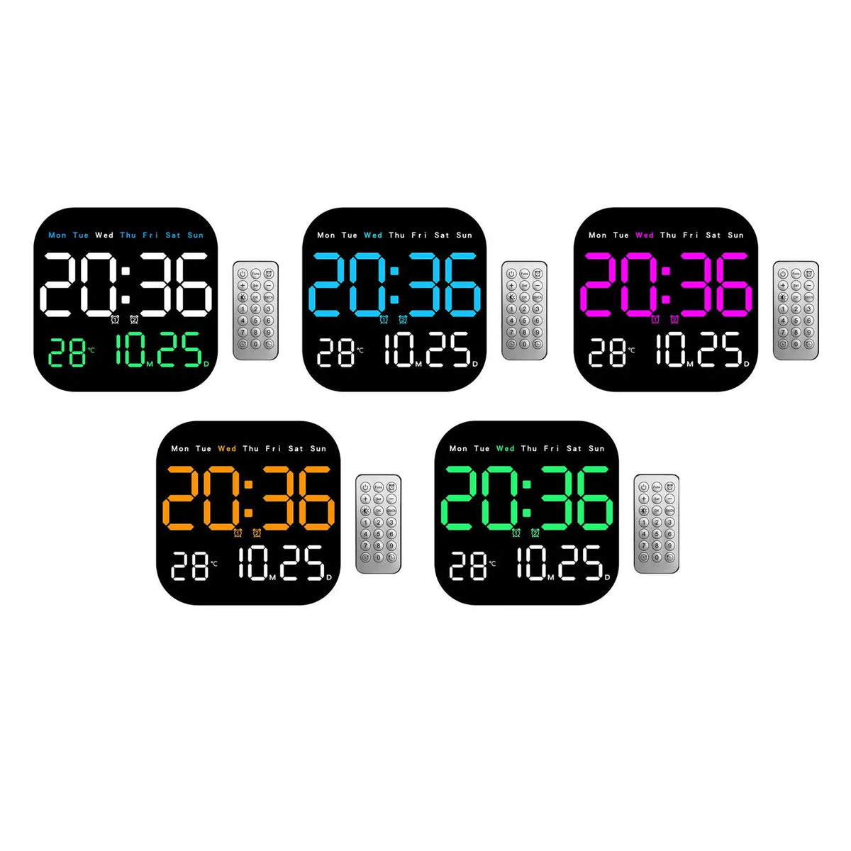 LED Digital Alarm Clock – Calendar, Temperature & Remote