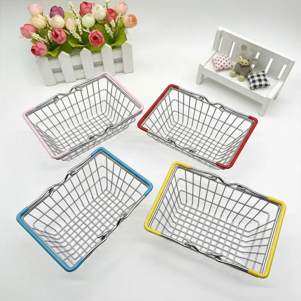 Metal Wire Mini Shopping Basket – Mesh Desk Organizer 2 Sizes