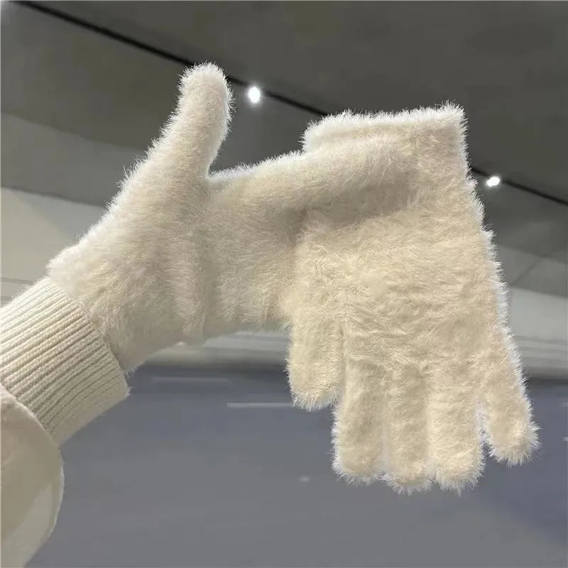 Women's Winter Warm Plush Velvet Gloves – Windproof Knit