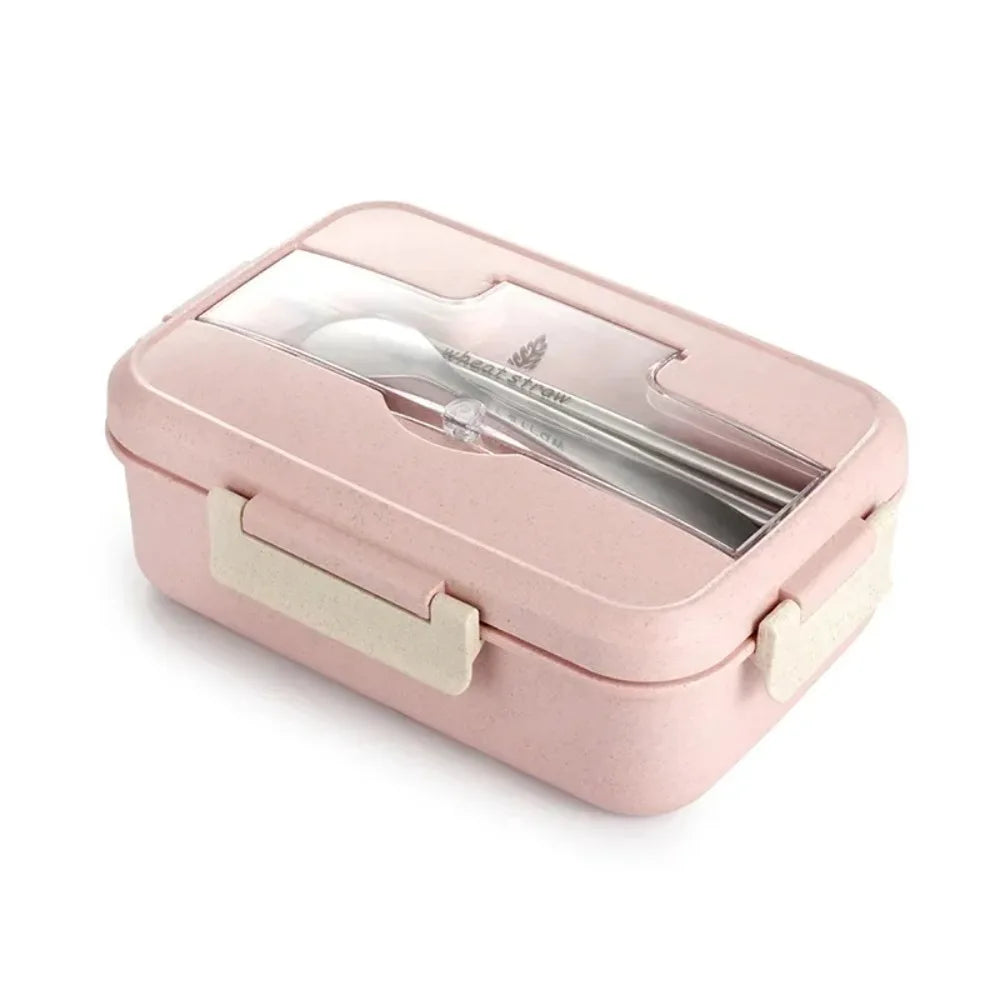 Wheat Straw Bento Lunch Box with Spoon & Chopsticks