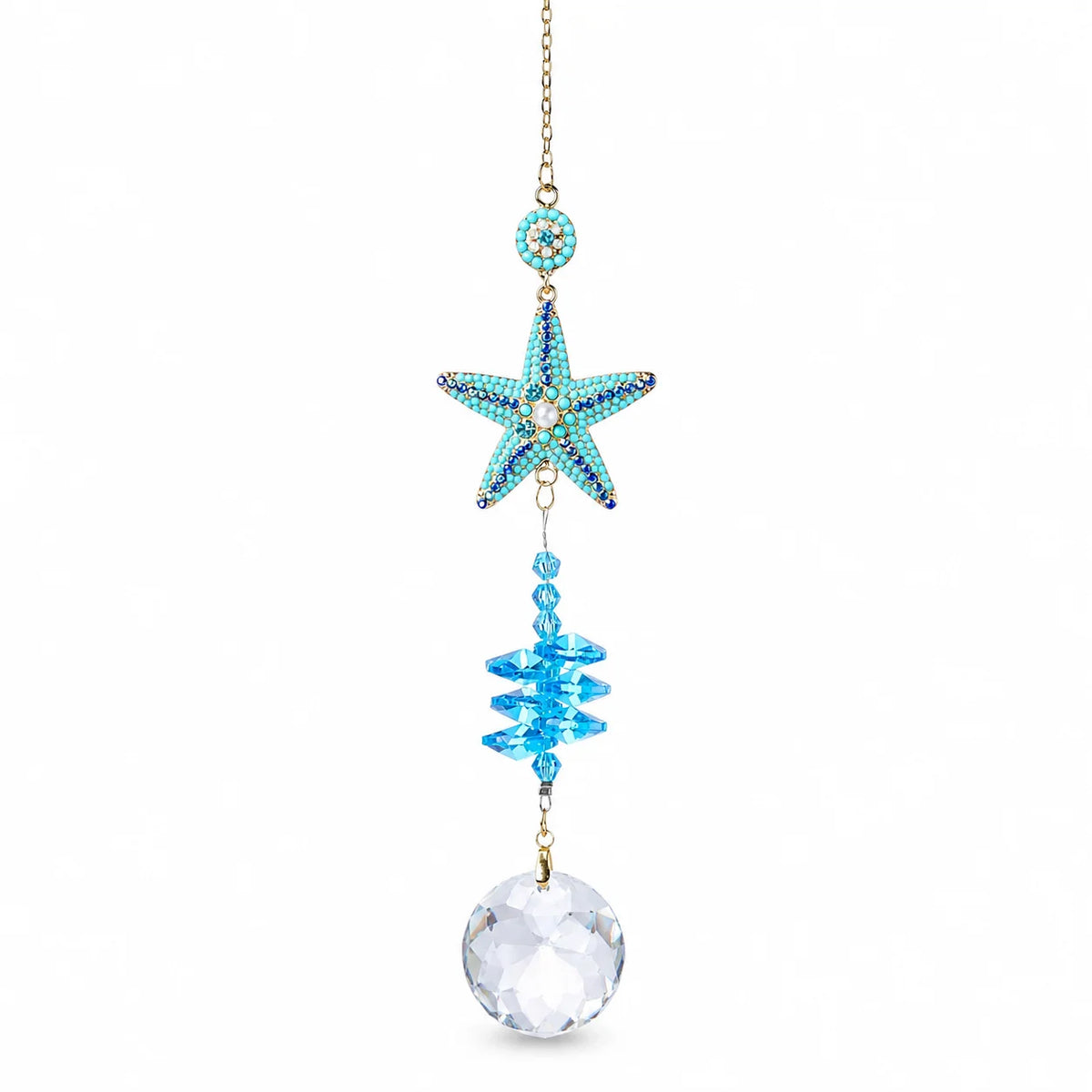 Turquoise Starfish Crystal Suncatcher | Window Prism Ornament