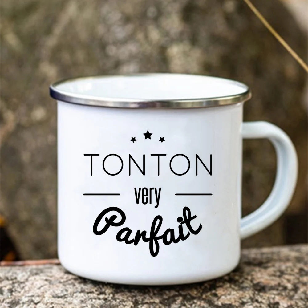 Super Tonton Papy Enamel Camping Mug – Father's Day Gift
