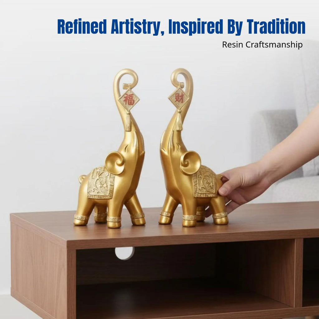 Modern Elephant Resin Figurine – Fortune & Blessing Home Decor