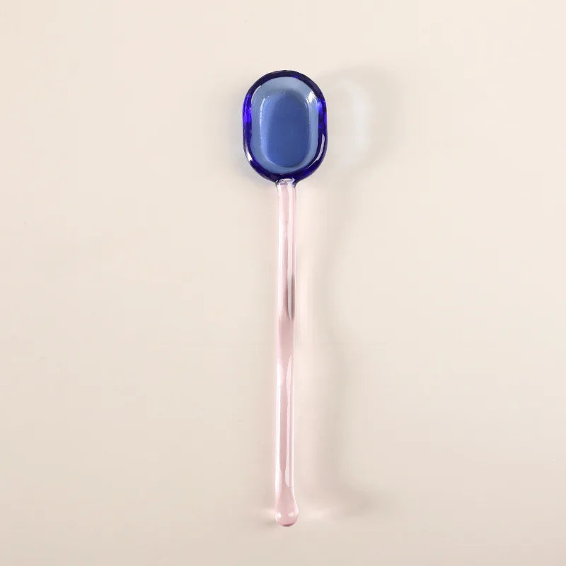 Colorful Glass Long Handle Dessert & Coffee Stirring Spoon