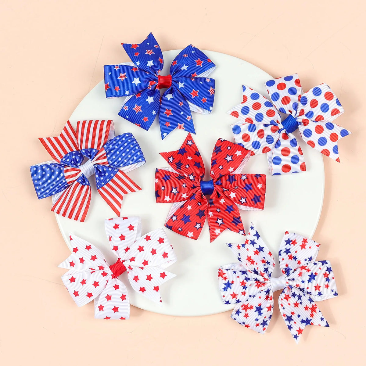 2-Pack 4th of July Hair Bows – Patriotic Star Clips for Girls