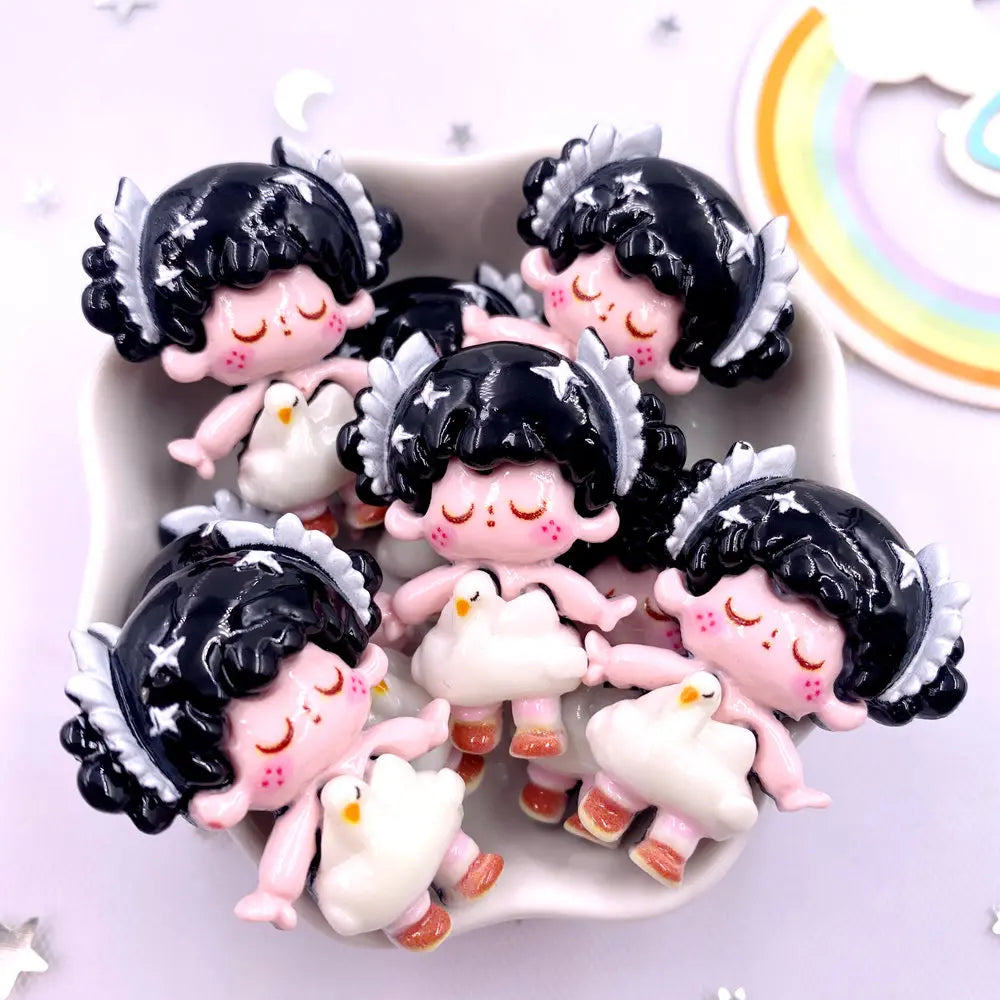 Resin Kawaii Princess & Prince Flatback Figurines – 6PC Craft