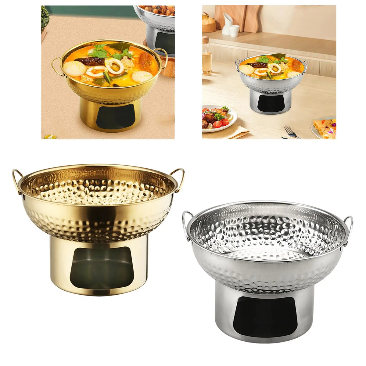 Stainless Steel Thai Tom Yum Hot Pot 18cm | Hammered Texture
