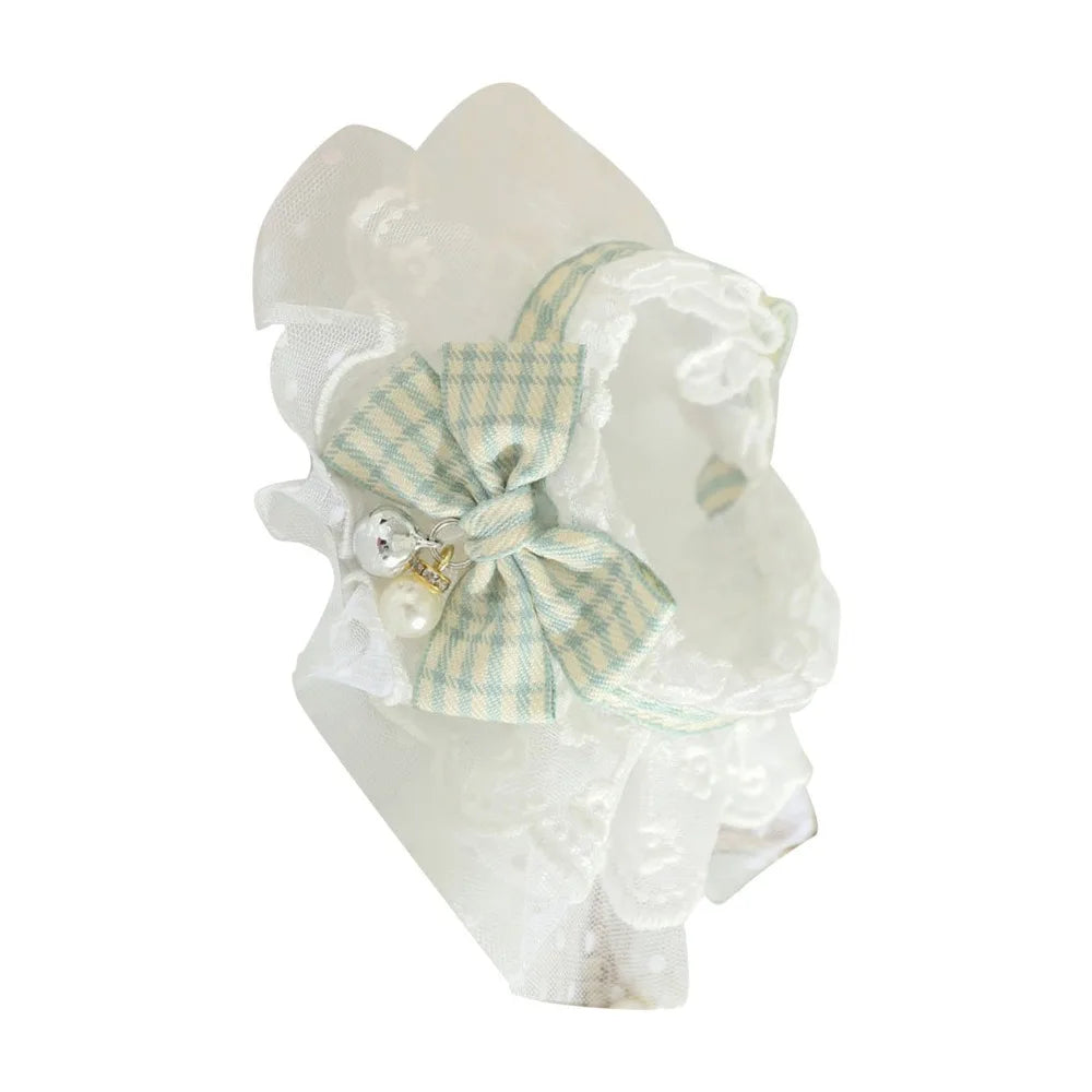 Lace Cat Collar with Bow & Bell – Adjustable Neck Scarf