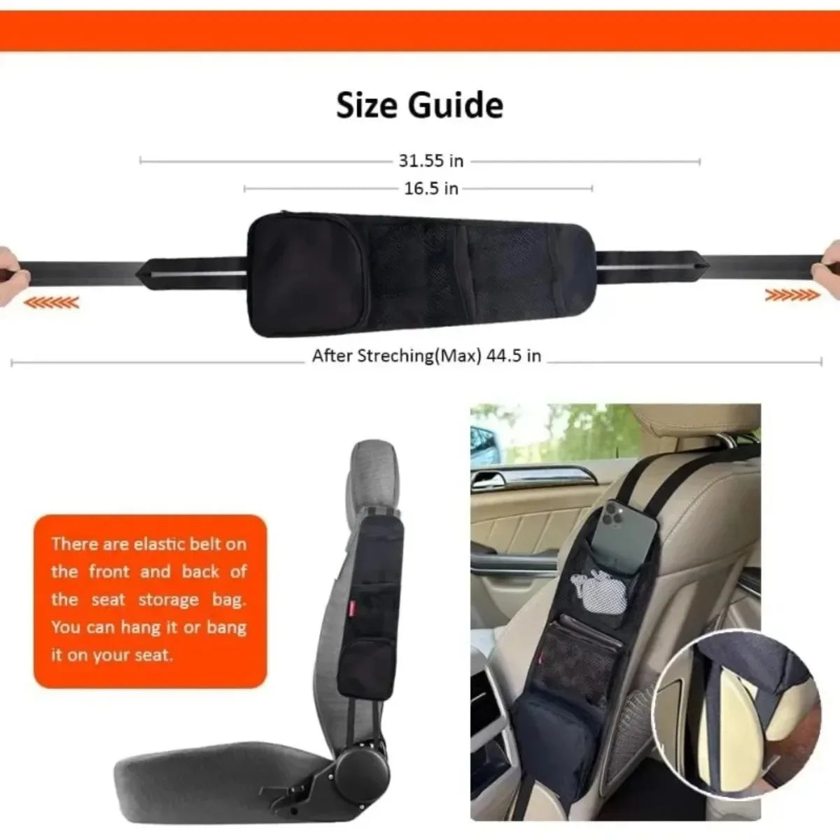 Car Seat Side Organizer – Mesh Pocket Storage Bag