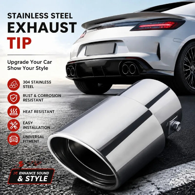 Universal Round Black Stainless Steel Exhaust Tip – Titanium