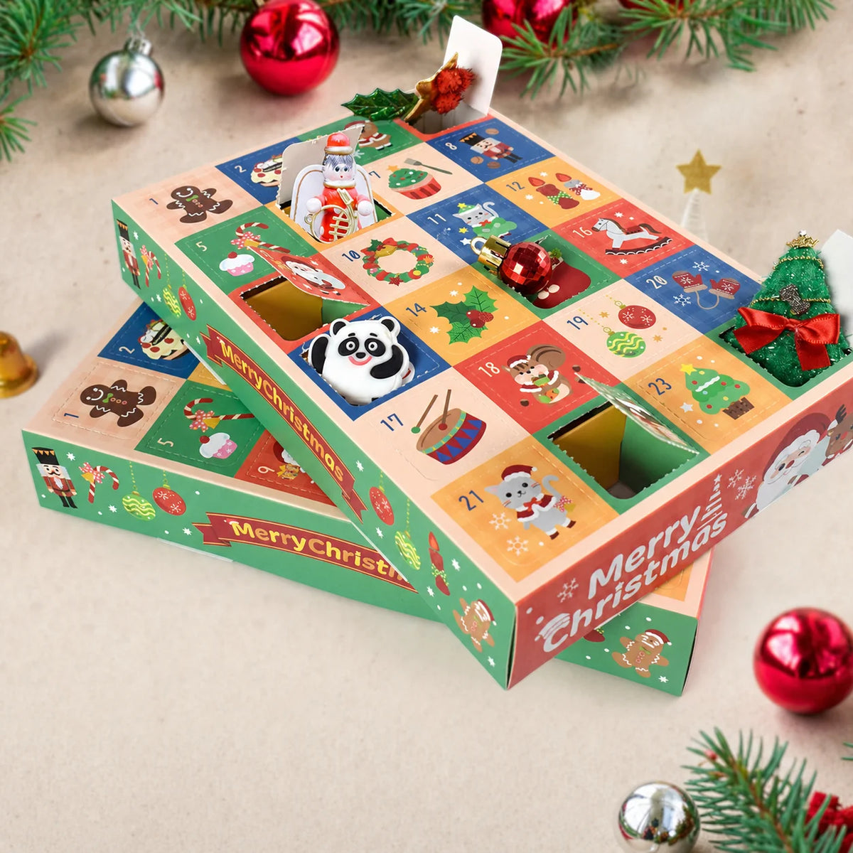 Christmas Advent Calendar Punch Box 24-Grid 5-Pack