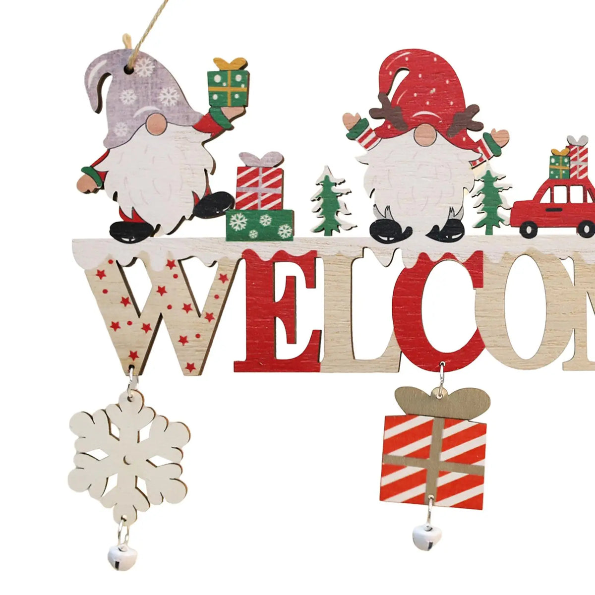 Wooden Christmas Hanging Ornament – Gnome & Santa Pendant