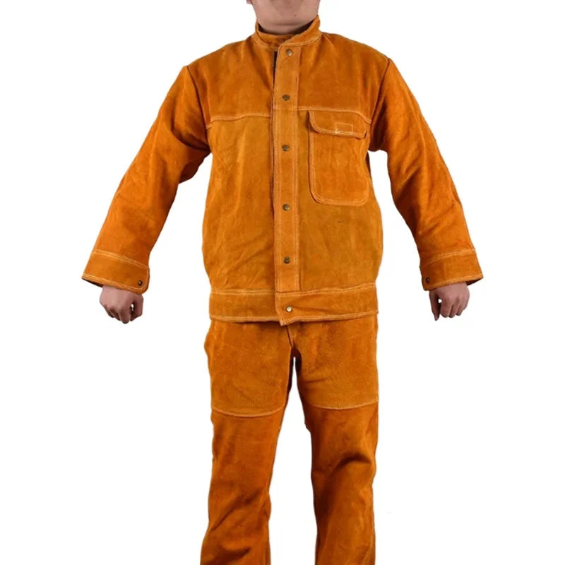 Cowhide Leather Welding Suit – Protective Tops & Pants Set