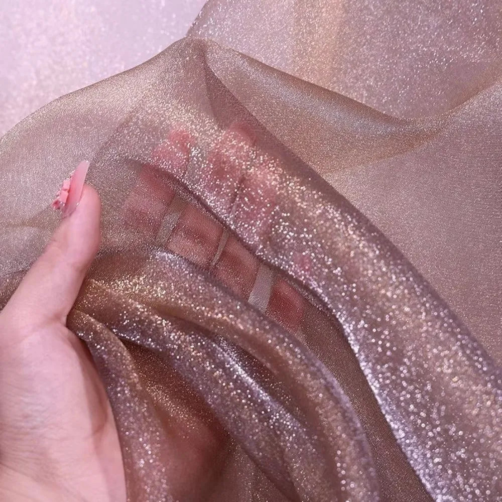 Glitter Organza Fabric – Shiny Tulle DIY Material 140cm Wide