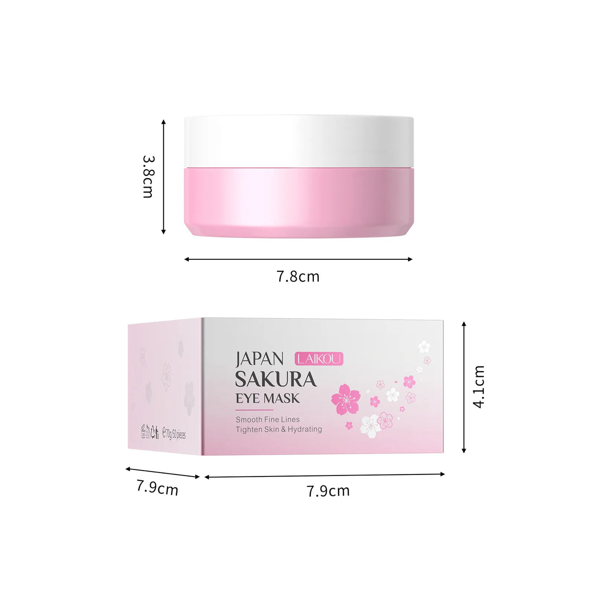 LAIKOU Sakura Collagen Gel Eye Patches – 50 Pcs Moisturizing